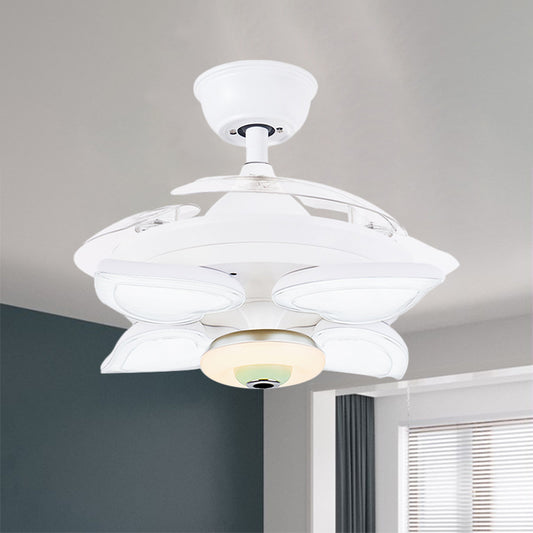 White Loving Heart Ceiling Fan Light Simplicity 42" W 5-Light Acrylic Semi Flush Mount Lighting with 3 Blades Clearhalo 'Ceiling Fans with Lights' 'Ceiling Fans' 'Modern Ceiling Fans' 'Modern' Lighting' 1391548