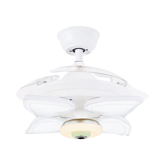 White Loving Heart Ceiling Fan Light Simplicity 42" W 5-Light Acrylic Semi Flush Mount Lighting with 3 Blades Clearhalo 'Ceiling Fans with Lights' 'Ceiling Fans' 'Modern Ceiling Fans' 'Modern' Lighting' 1391549
