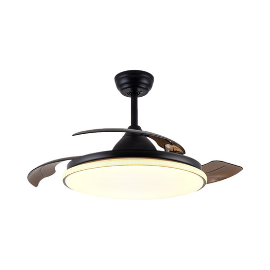 36" Wide Acrylic Circular Semi Flush Light Contemporary White/Black/Gold 3-Blade LED Pendant Fan Lighting for Living Room Clearhalo 'Ceiling Fans with Lights' 'Ceiling Fans' 'Modern Ceiling Fans' 'Modern' Lighting' 1391558