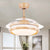 Acrylic Faceted Drum Ceiling Fan Lamp Modernist Wood 3-Blade LED Semi Flush Mount, 42" Wide Wood Clearhalo 'Ceiling Fans with Lights' 'Ceiling Fans' 'Modern Ceiling Fans' 'Modern' Lighting' 1391576