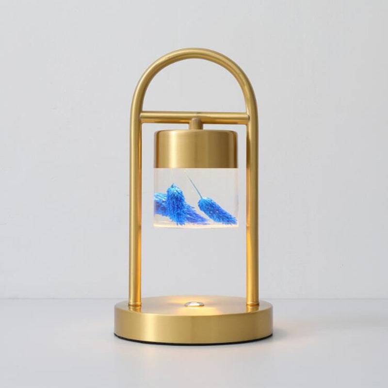 Gold Column Table Lamp Simplicity Clear Glass LED Desk Light with U-Shaped Metal Frame Clearhalo 'Lamps' 'Table Lamps' Lighting' 1391620