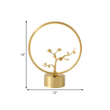 Metallic Ring Night Light Simplicity LED Gold Table Lighting with Inner Tree Decor Clearhalo 'Lamps' 'Table Lamps' Lighting' 1391658