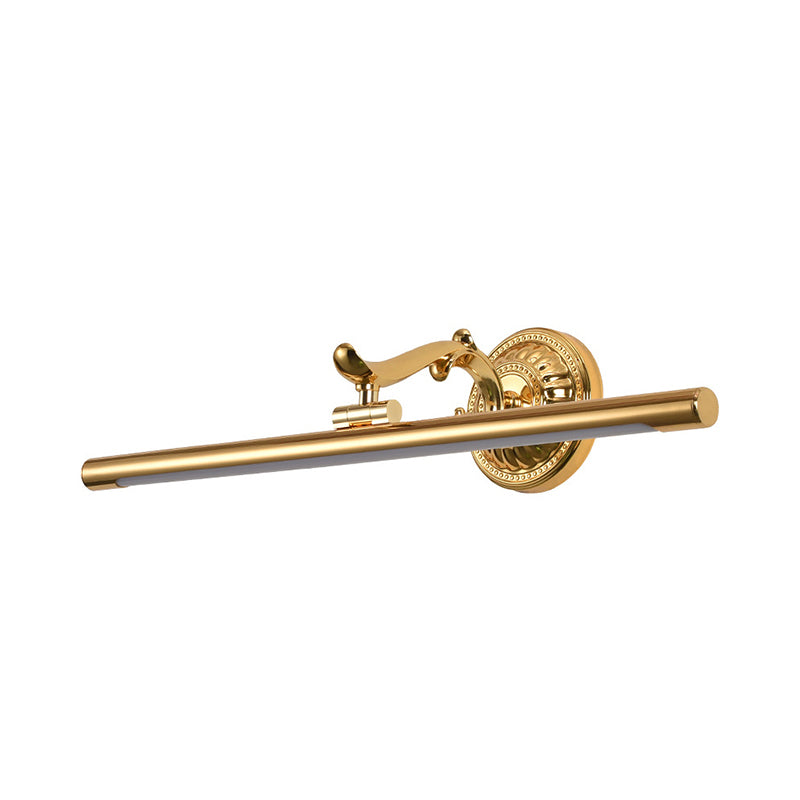 Linear Metallic Vanity Wall Light Modernist Style 16"/21.5" Wide LED Brass/Gold Finish Wall Mount Lighting over Mirror Clearhalo 'Cast Iron' 'Glass' 'Industrial' 'Modern wall lights' 'Modern' 'Tiffany' 'Traditional wall lights' 'Vanity Lights' 'Wall Lights' Lighting' 139166