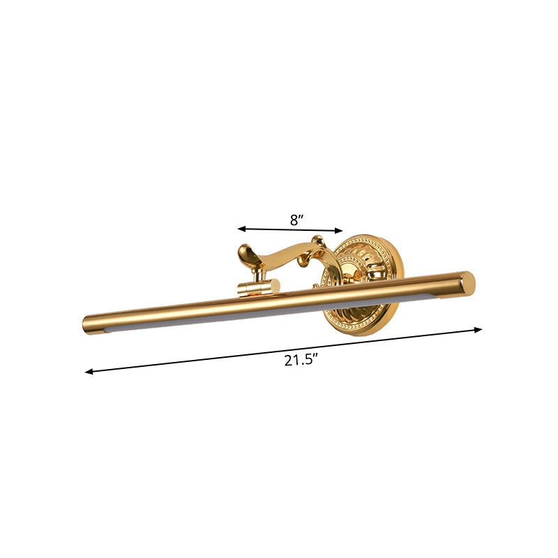 Linear Metallic Vanity Wall Light Modernist Style 16"/21.5" Wide LED Brass/Gold Finish Wall Mount Lighting over Mirror Clearhalo 'Cast Iron' 'Glass' 'Industrial' 'Modern wall lights' 'Modern' 'Tiffany' 'Traditional wall lights' 'Vanity Lights' 'Wall Lights' Lighting' 139168