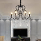 4/5 Lights Crystal Stands Chandelier Light Modern Black Bedroom Swag Hanging Ceiling Fixture Clearhalo 'Ceiling Lights' 'Chandeliers' 'Modern Chandeliers' 'Modern' Lighting' 1391699