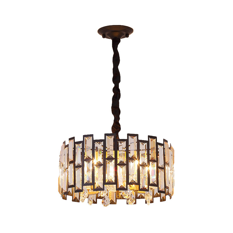 6/5 Lights Crystal-Encrusted Ceiling Chandelier Modern Gold Round Bedroom Hanging Lamp, 19.5"/16" Wide Clearhalo 'Ceiling Lights' 'Chandeliers' 'Modern Chandeliers' 'Modern' Lighting' 1391730