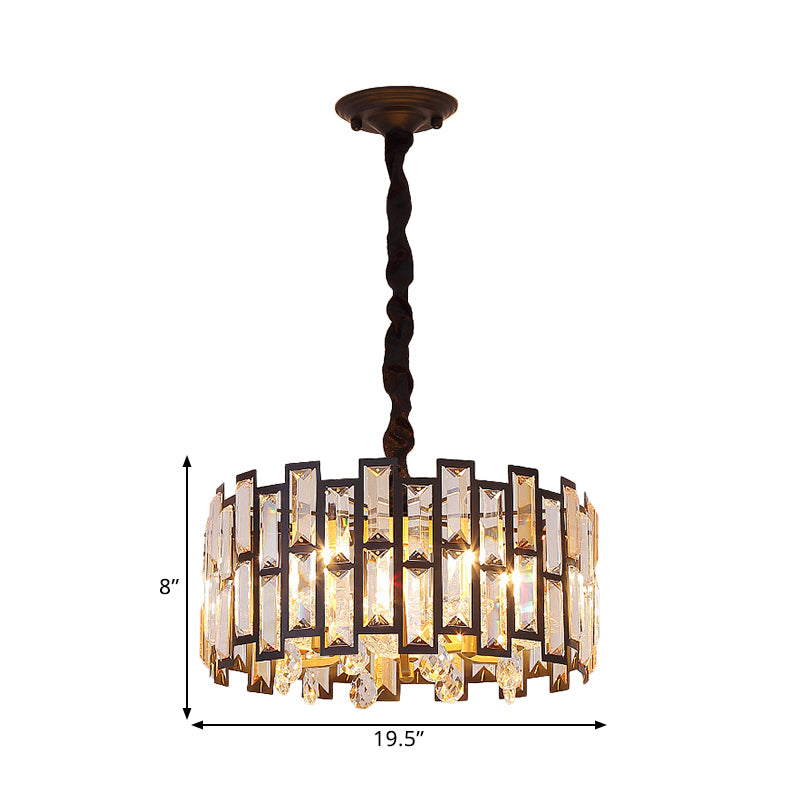 6/5 Lights Crystal-Encrusted Ceiling Chandelier Modern Gold Round Bedroom Hanging Lamp, 19.5"/16" Wide Clearhalo 'Ceiling Lights' 'Chandeliers' 'Modern Chandeliers' 'Modern' Lighting' 1391732