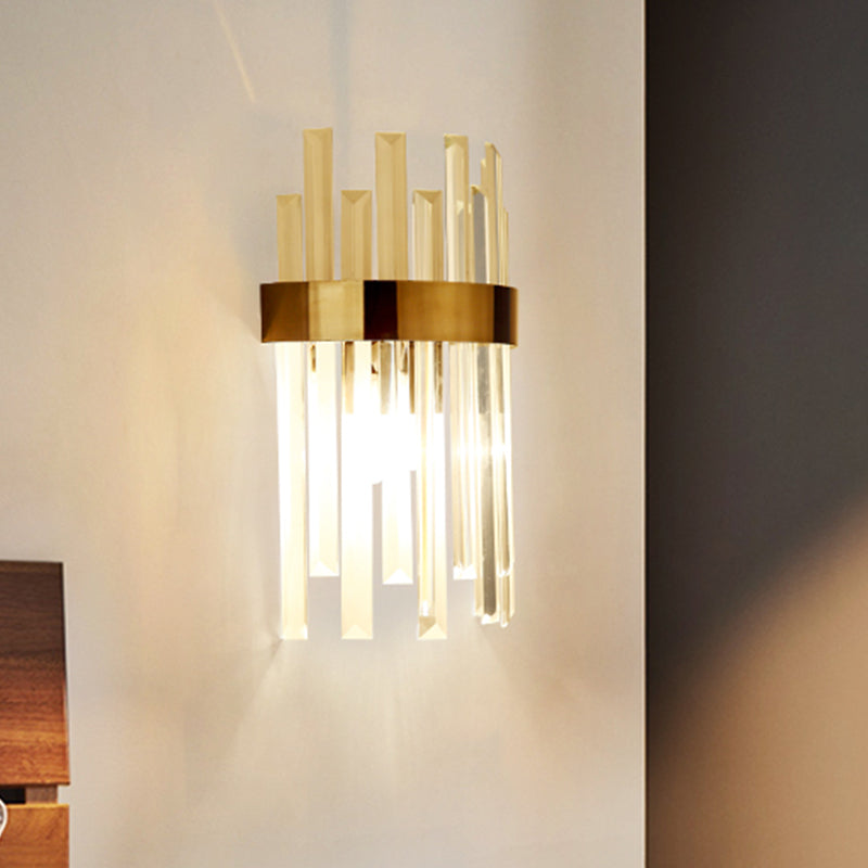 1 Head Wall Sconce Lighting with Icicle Crystal Contemporary Dinning Room Wall Lamp in Black Clearhalo 'Modern wall lights' 'Modern' 'Wall Lamps & Sconces' 'Wall Lights' Lighting' 1391960