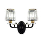 Tapered Bedchamber Wall Light Sconce Traditional Crystal 2 Heads Black Wall Mounted Lamp Clearhalo 'Wall Lamps & Sconces' 'Wall Lights' Lighting' 1391972