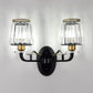Tapered Bedchamber Wall Light Sconce Traditional Crystal 2 Heads Black Wall Mounted Lamp Clearhalo 'Wall Lamps & Sconces' 'Wall Lights' Lighting' 1391973