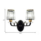 Tapered Bedchamber Wall Light Sconce Traditional Crystal 2 Heads Black Wall Mounted Lamp Clearhalo 'Wall Lamps & Sconces' 'Wall Lights' Lighting' 1391974
