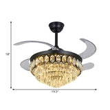 19.5" Wide LED Ceiling Fan Lamp Traditional Layered Crystal Semi Flush Light, 4 Blades Clearhalo 'Ceiling Fans with Lights' 'Ceiling Fans' Lighting' 1391990