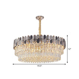 Modernist Tiered Round Ceiling Suspension Lamp 11 Bulbs Clear Crystal Chandelier Lighting Fixture Clearhalo 'Ceiling Lights' 'Chandeliers' 'Clear' 'Industrial' 'Modern Chandeliers' 'Modern' 'Tiffany' 'Traditional Chandeliers' Lighting' 1392033