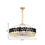 8 Heads Circular Suspension Lighting Modern Black Crystal Prismatic Pendant Chandelier Clearhalo 'Ceiling Lights' 'Chandeliers' 'Modern Chandeliers' 'Modern' Lighting' 1392041