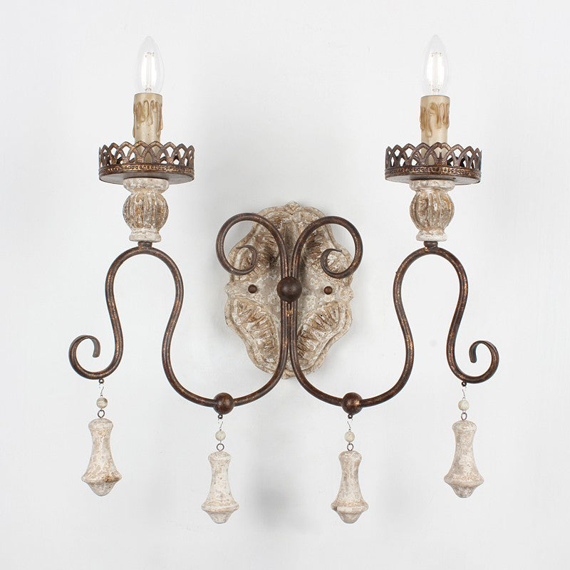 1/2-Light Candle Style Wall Mount Lighting Antiqued Bronze Metal Wall Lamp for Bedroom Clearhalo 'Wall Lamps & Sconces' 'Wall Lights' Lighting' 1392063