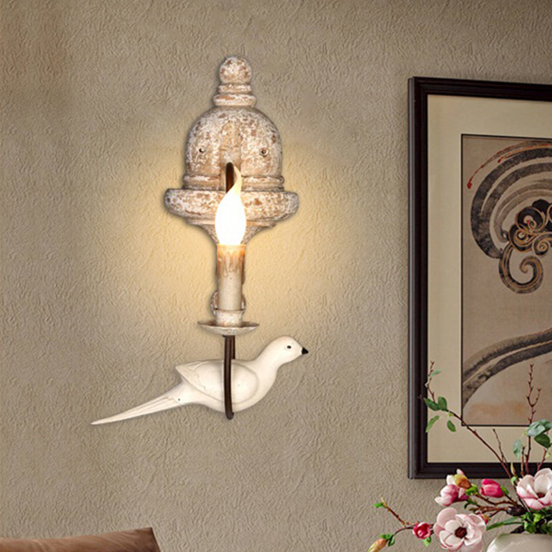 Candelabra Indoor Wall Mount Lighting Countryside 1/2-Light Brown Wall Lamp Fixture with Bird Deco 1.0 Brown Clearhalo 'Wall Lamps & Sconces' 'Wall Lights' Lighting' 1392106