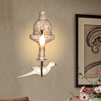 Candelabra Indoor Wall Mount Lighting Countryside 1/2-Light Brown Wall Lamp Fixture with Bird Deco 1.0 Brown Clearhalo 'Wall Lamps & Sconces' 'Wall Lights' Lighting' 1392106