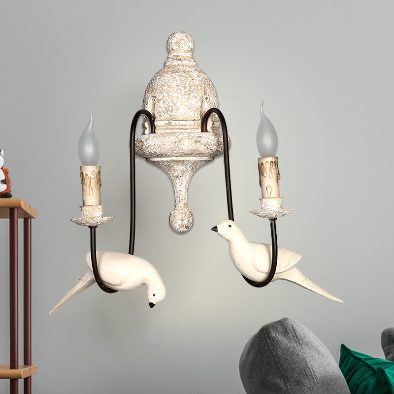 Candelabra Indoor Wall Mount Lighting Countryside 1/2-Light Brown Wall Lamp Fixture with Bird Deco 2.0 Brown Clearhalo 'Wall Lamps & Sconces' 'Wall Lights' Lighting' 1392110