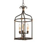 Birdcage Living Room Chandelier Lighting Rustic Metallic 3-Bulb Black and Gold Pendant Lamp Clearhalo 'Ceiling Lights' 'Chandeliers' Lighting' options 1392124