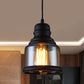 Industrial Jar-Shape Pendant Light Kit 1 Head Clear Glass Ceiling Hang Fixture in Black Clearhalo 'Ceiling Lights' 'Close To Ceiling Lights' 'Glass shade' 'Glass' 'Industrial Pendants' 'Industrial' 'Middle Century Pendants' 'Pendant Lights' 'Pendants' 'Tiffany' Lighting' 1392142
