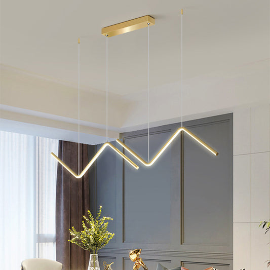 Thin-Line Metal Multi-Pendant Modernist Black/Gold LED Ceiling Suspension Light in Warm/White Light