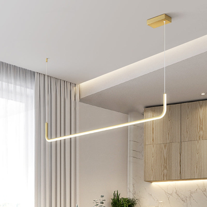 Simple LED Multi Ceiling Light with Metal Shade Black/Gold Linear Pendant in Warm/White Light, 35.5"/47" Long Gold 35.5" Clearhalo 'Ceiling Lights' 'Modern Pendants' 'Modern' 'Pendant Lights' 'Pendants' Lighting' 1392213