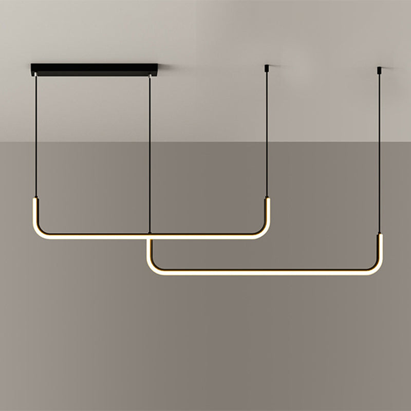 Simple LED Multi Ceiling Light with Metal Shade Black/Gold Linear Pendant in Warm/White Light, 35.5"/47" Long Clearhalo 'Ceiling Lights' 'Modern Pendants' 'Modern' 'Pendant Lights' 'Pendants' Lighting' 1392218
