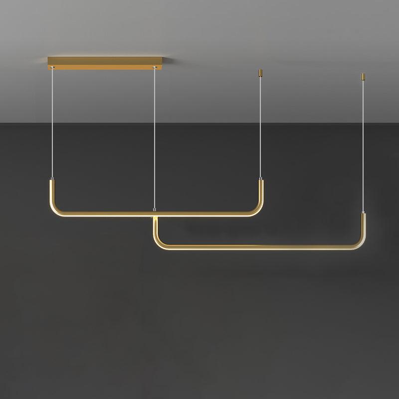 Simple LED Multi Ceiling Light with Metal Shade Black/Gold Linear Pendant in Warm/White Light, 35.5"/47" Long Clearhalo 'Ceiling Lights' 'Modern Pendants' 'Modern' 'Pendant Lights' 'Pendants' Lighting' 1392224