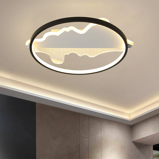 16.5"/20.5" Dia Metal Round Flush Mount Modern Black/White LED Ceiling Light Fixture in Warm/White Light Black Clearhalo 'Ceiling Lights' 'Close To Ceiling Lights' 'Close to ceiling' 'Flush mount' Lighting' 1392258