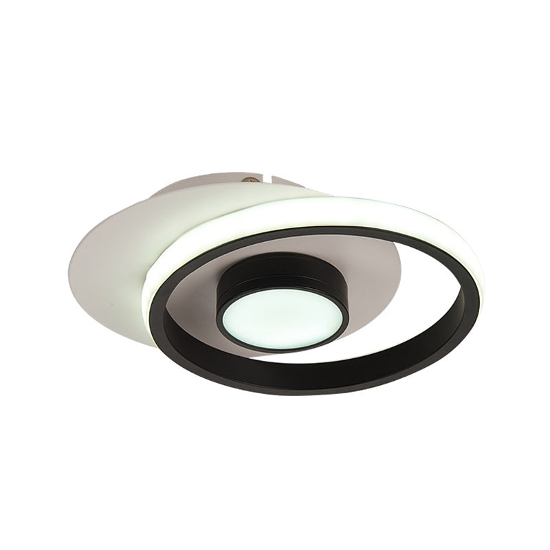 Metal Circle Flush Lamp Modernist White and Black/Gold and Black LED Flush Mount for Porch, Warm/White Light - Clearhalo - 'Ceiling Lights' - 'Close To Ceiling Lights' - 'Close to ceiling' - 'Flush mount' - Lighting' - 1392279