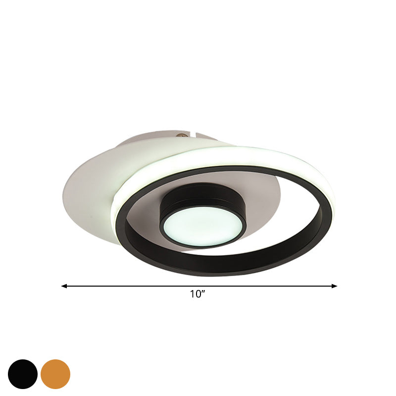 Metal Circle Flush Lamp Modernist White and Black/Gold and Black LED Flush Mount for Porch, Warm/White Light - Clearhalo - 'Ceiling Lights' - 'Close To Ceiling Lights' - 'Close to ceiling' - 'Flush mount' - Lighting' - 1392280