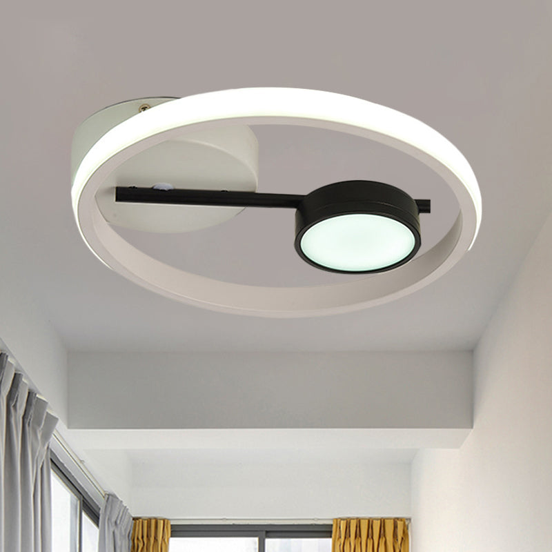 Round Ceiling Mounted Contemporary Metal Black and White/Black and Gold LED Flush Light, Warm/White Light Clearhalo 'Ceiling Lights' 'Close To Ceiling Lights' 'Close to ceiling' 'Flush mount' Lighting' 1392290