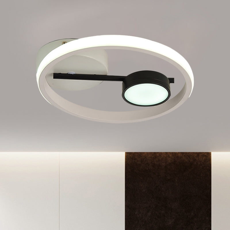 Round Ceiling Mounted Contemporary Metal Black and White/Black and Gold LED Flush Light, Warm/White Light Clearhalo 'Ceiling Lights' 'Close To Ceiling Lights' 'Close to ceiling' 'Flush mount' Lighting' 1392291
