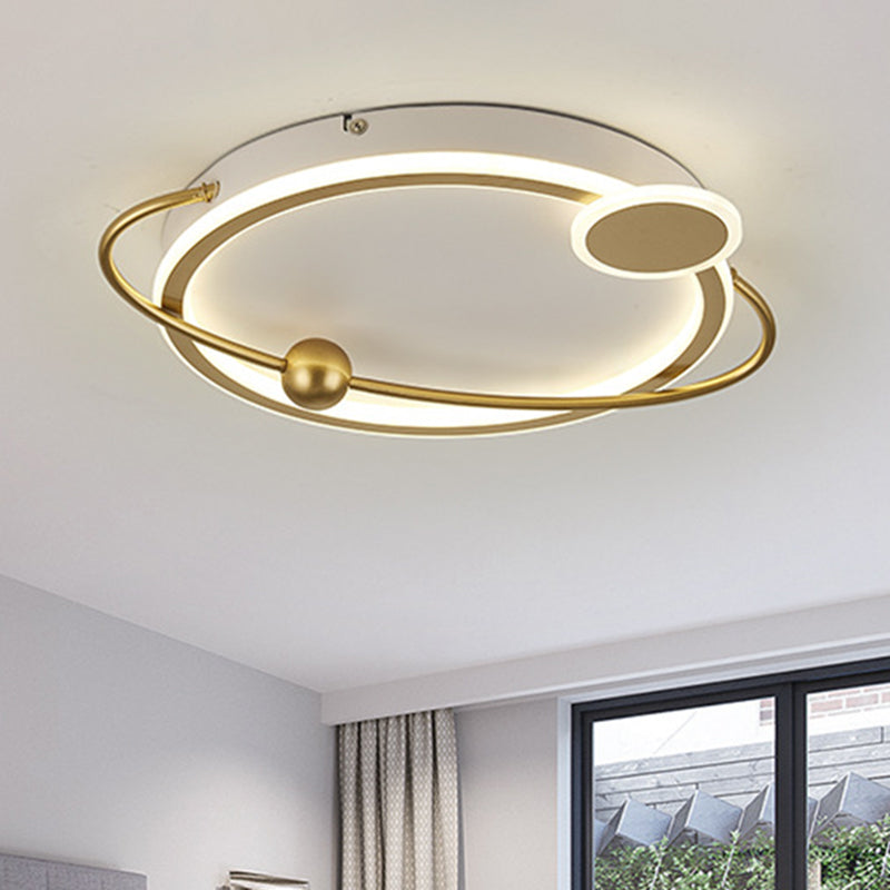 Metal Round Ceiling Mount Contemporary Gold/Black LED Flush Lighting in Warm/White Light, 19"/23.5" Dia - Clearhalo - 'Ceiling Lights' - 'Close To Ceiling Lights' - 'Close to ceiling' - 'Flush mount' - Lighting' - 1392298