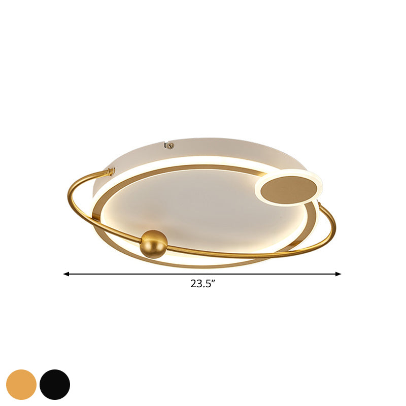 Metal Round Ceiling Mount Contemporary Gold/Black LED Flush Lighting in Warm/White Light, 19"/23.5" Dia - Clearhalo - 'Ceiling Lights' - 'Close To Ceiling Lights' - 'Close to ceiling' - 'Flush mount' - Lighting' - 1392301