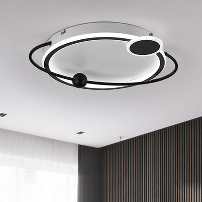 Metal Round Ceiling Mount Contemporary Gold/Black LED Flush Lighting in Warm/White Light, 19"/23.5" Dia Black-White Clearhalo 'Ceiling Lights' 'Close To Ceiling Lights' 'Close to ceiling' 'Flush mount' Lighting' 1392302