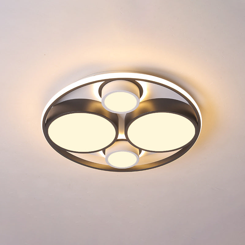 Round LED Flush Ceiling Light Modernist Metallic Black Flush Mount for Bedroom, 16.5"/20.5" Wide Clearhalo 'Ceiling Lights' 'Close To Ceiling Lights' 'Close to ceiling' 'Flush mount' Lighting' 1392331