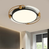 Modern LED Flush Light with Metallic Shade Black and Gold Hoop Ceiling Lamp Fixture, 16.5"/20.5" Wide - Black-Gold - Clearhalo - 'Ceiling Lights' - 'Close To Ceiling Lights' - 'Close to ceiling' - 'Flush mount' - Lighting' - 1392334