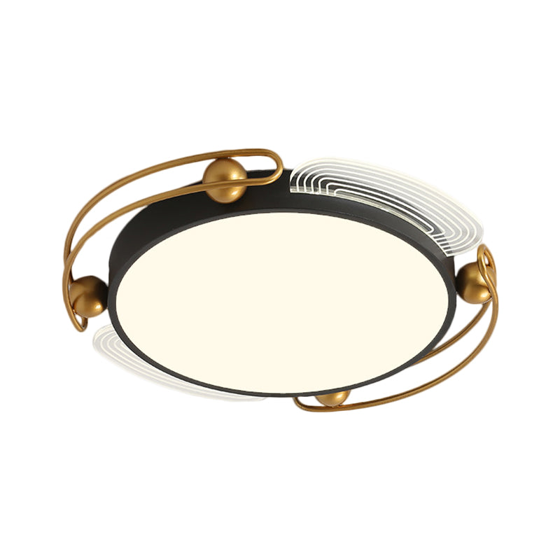 Modern LED Flush Light with Metallic Shade Black and Gold Hoop Ceiling Lamp Fixture, 16.5"/20.5" Wide - Clearhalo - 'Ceiling Lights' - 'Close To Ceiling Lights' - 'Close to ceiling' - 'Flush mount' - Lighting' - 1392336
