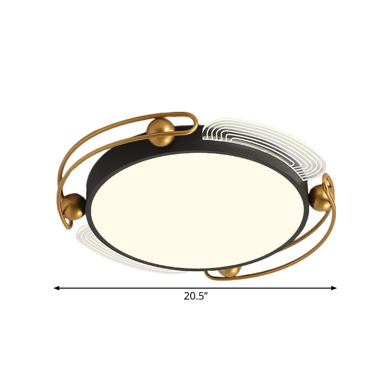 Modern LED Flush Light with Metallic Shade Black and Gold Hoop Ceiling Lamp Fixture, 16.5"/20.5" Wide - Clearhalo - 'Ceiling Lights' - 'Close To Ceiling Lights' - 'Close to ceiling' - 'Flush mount' - Lighting' - 1392338