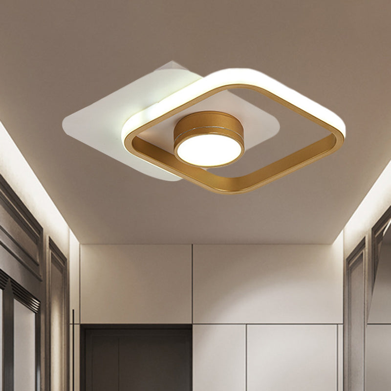 Square Flush Mounted Contemporary LED Metal Ceiling Light Fixture in Black/Gold, Warm/White Light Gold Clearhalo 'Ceiling Lights' 'Close To Ceiling Lights' 'Close to ceiling' 'Flush mount' Lighting' 1392370