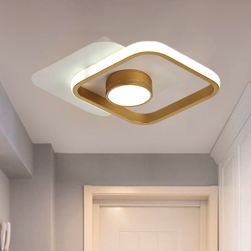 Square Flush Mounted Contemporary LED Metal Ceiling Light Fixture in Black/Gold, Warm/White Light Clearhalo 'Ceiling Lights' 'Close To Ceiling Lights' 'Close to ceiling' 'Flush mount' Lighting' 1392371