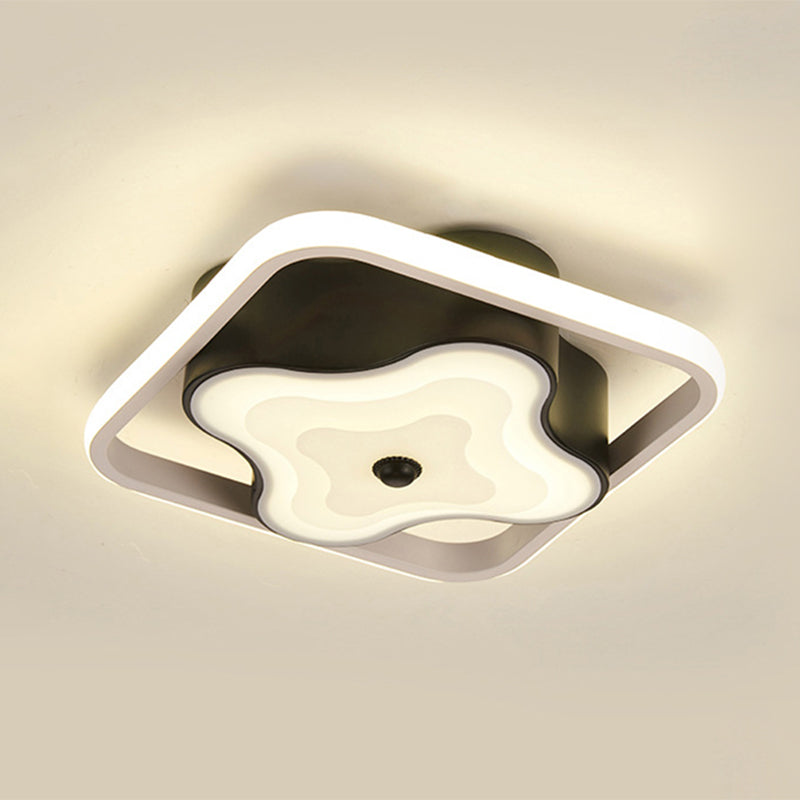 Geometric Ceiling Mount Modernist LED Metallic Flush Pendant Ceiling Light in Black, Warm/White Light