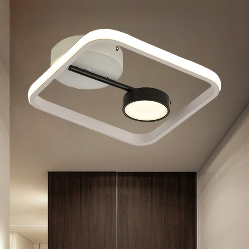 Minimalist LED Flush Mount with Metal Shade Black and White/Black and Gold Square Light Fixture Ceiling, Warm/White Light - Clearhalo - 'Ceiling Lights' - 'Close To Ceiling Lights' - 'Close to ceiling' - 'Flush mount' - Lighting' - 1392388