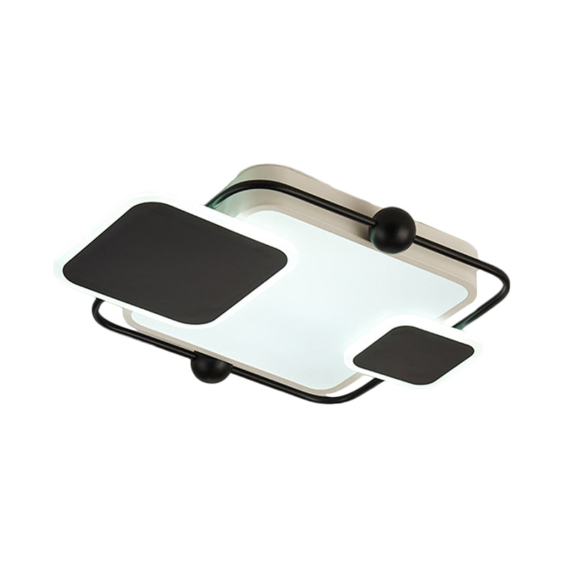 Metallic Rectangular Ceiling Light Modernist Black/Gold and Black LED Flush Mount in Warm/White Light, 19.5"/23.5" Long Clearhalo 'Ceiling Lights' 'Close To Ceiling Lights' 'Close to ceiling' 'Flush mount' Lighting' 1392398