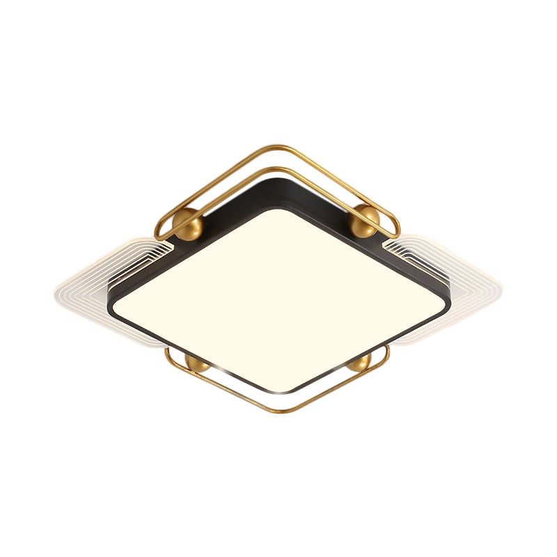 Square/Rectangular Flush Lighting Modernist Metal LED Ceiling Mounted in Black and Gold, 16.5"/20.5"/35.5" Dia Clearhalo 'Ceiling Lights' 'Close To Ceiling Lights' 'Close to ceiling' 'Flush mount' Lighting' 1392437