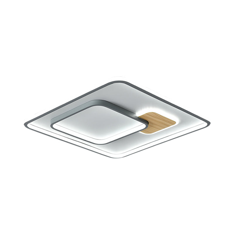 Contemporary LED Flush Mount with Metal Shade White Rectangle/Squared Ceiling Mount in Warm/White Light, 16.5"/20.5"/35.5" L