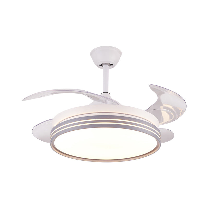 Drum 4 Blades Semi Flush Mount Lamp Modern Metal Coffee/White/Gold LED Hanging Fan Light, 42" Wide Clearhalo 'Ceiling Fans with Lights' 'Ceiling Fans' 'Modern Ceiling Fans' 'Modern' Lighting' 1392461