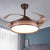 Drum 4 Blades Semi Flush Mount Lamp Modern Metal Coffee/White/Gold LED Hanging Fan Light, 42" Wide Coffee Clearhalo 'Ceiling Fans with Lights' 'Ceiling Fans' 'Modern Ceiling Fans' 'Modern' Lighting' 1392467