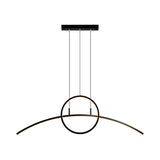Simple Thin-Line Chandelier Lamp Metal Dining Table LED Ceiling Hanging Light Fixture in Black/Gold, Warm/White Light Clearhalo 'Ceiling Lights' 'Chandeliers' 'Modern Chandeliers' 'Modern' Lighting' 1392498
